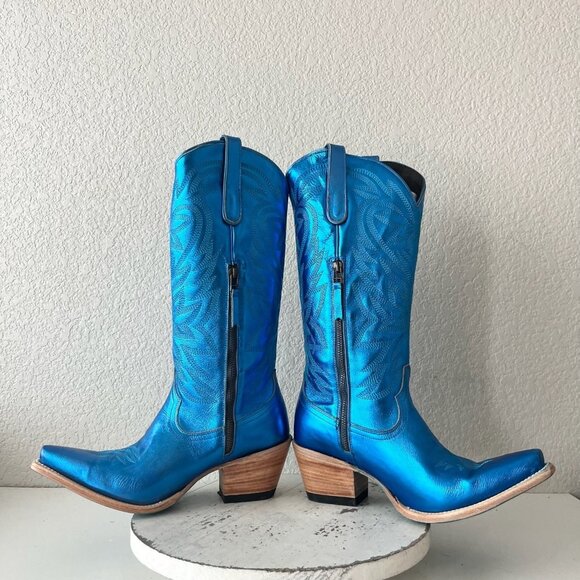 Lane SMOKESHOW Womens Cowboy Boots 10 Blue Western Cowgirl Mid Calf Pointed Toe - Picture 8 of 12